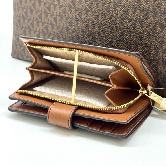 Michael Kors Sheila Large Signature Logo Tote Bag & Matching Bifold Wallet Brown - Picture 12 of 13